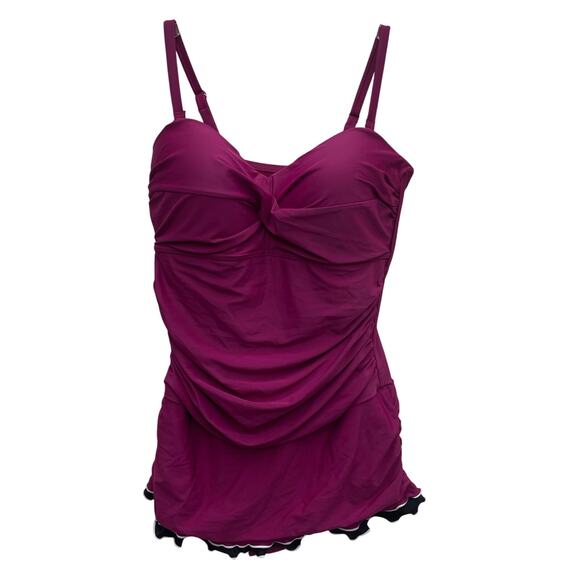 Hilor Women’s One Piece Swimsuit With Ruffle & Tummy Control Size 16 NWT - Picture 2 of 9